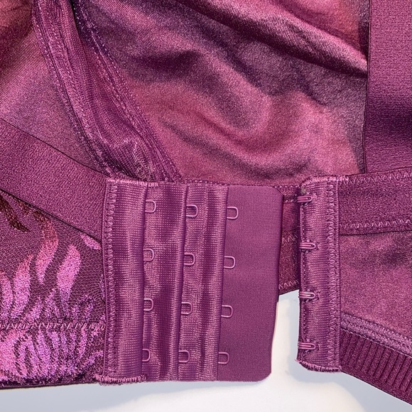 50G Wirefree Lace Purple Bra Mesh Pretty Sturdy 4 Hooks Softly Lined No Padding - Picture 6 of 10